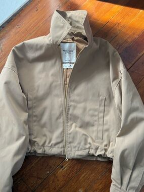 NWT Cropped Bomber Abercrombie & Fitch Cinched Double-Zip Jacket Gold Hardware